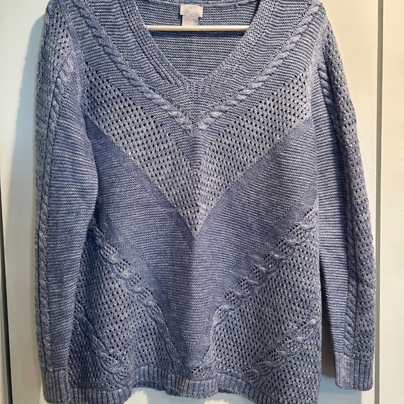 CHICO’s V-Neck Sweater. Light blue NWOT - Picture 2 of 2